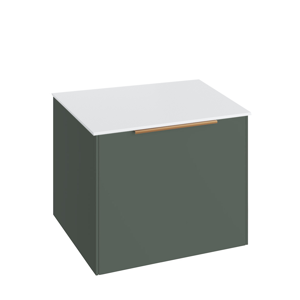 Abacus Concept Sit On Sage Green 600mm Vanity Unit - Matt White